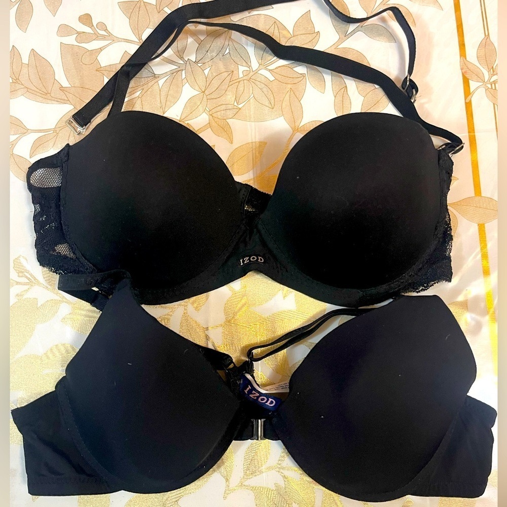 Set Of 2 IZOD Bra Size 34 B Black
